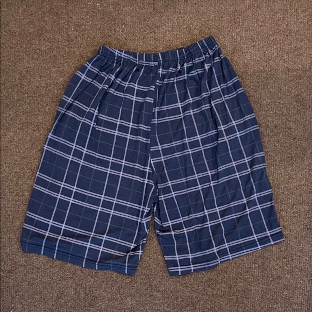 Men's Navy Plaid Lounge Shorts